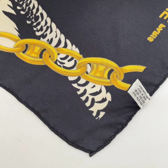 Authentic Celine Black and White Belt Pattern Silk Scarf - Picture 12 of 16